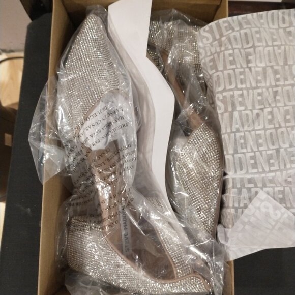 Steve Madden Silver Rhinestone Evening Shoes Size 11 - Picture 4 of 8
